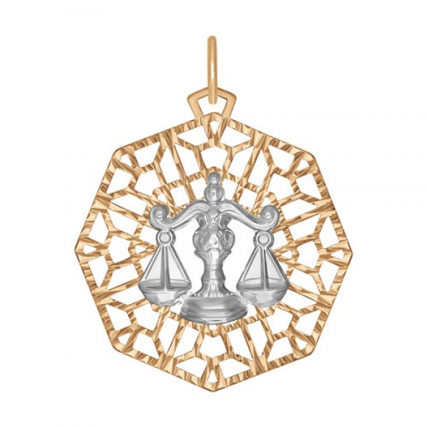 Подвеска знак зодиака из золота с алмазной гранью "Весы"