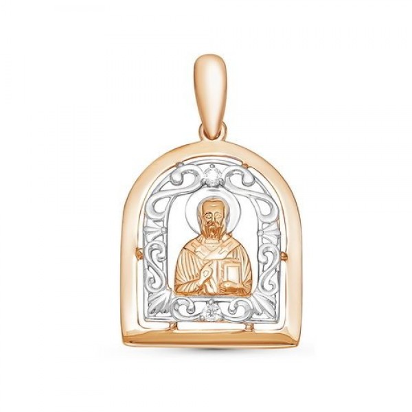 Икона из золота с фианитами "Святой Николай Чудотворец"