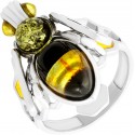 Кольцо из серебра с янтарём натуральным "Пчела"