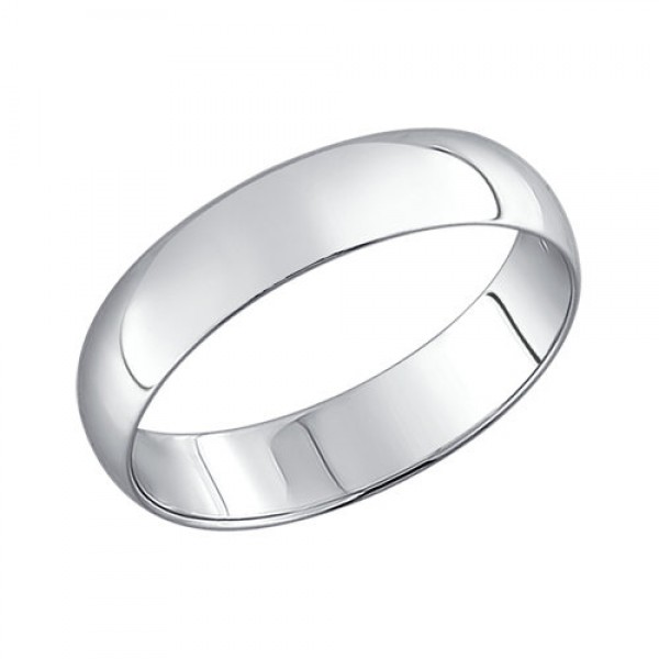 Гладкое обручальное кольцо из серебра шириной 4,5 мм