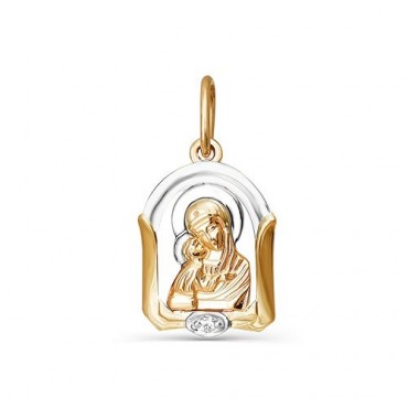 Икона из золота с фианитами "Владимирская Божья Матерь"