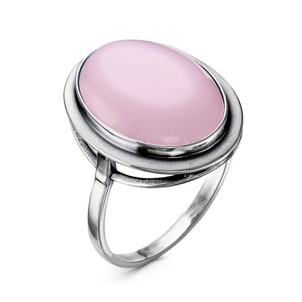 Кольцо из серебра с кварцем розовым