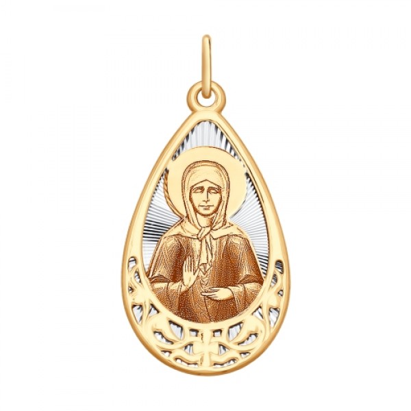 Подвеска из золота с алмазной гранью и лазерной обработкой "Святая блаженная Матрона Московская"