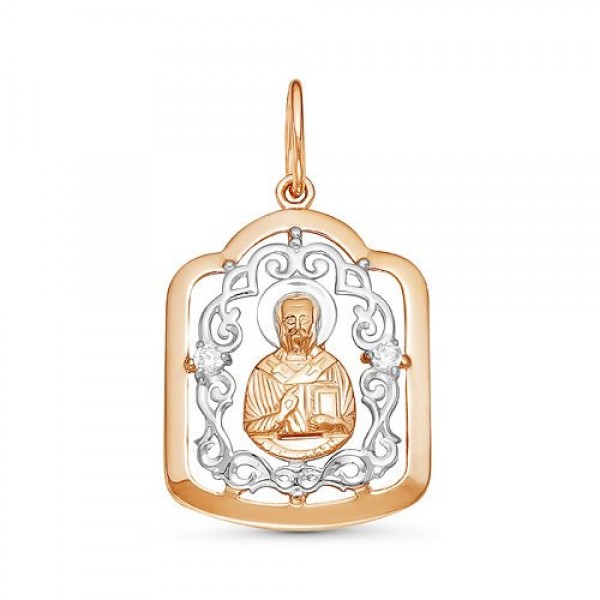 Икона из золота с фианитами "Святой Николай"