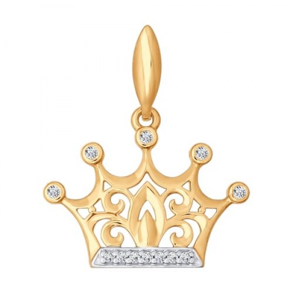 Подвеска из золота с фианитами "Корона"