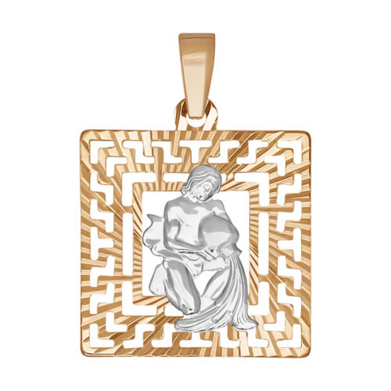 Подвеска из золота с алмазной гранью "Водолей"