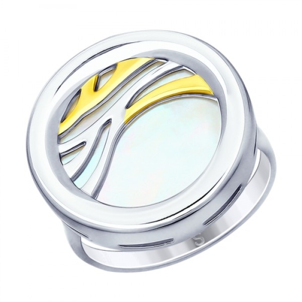 Кольцо из золочёного серебра с перламутром