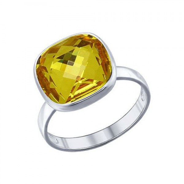 Кольцо из серебра с жёлтым кристаллом Swarovski