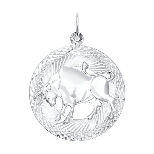 Подвеска из серебра знак зодиака с алмазной гранью "Телец"