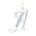 Подвеска из серебра буква "А" с фианитами