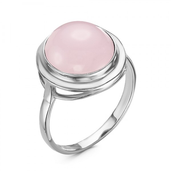 Кольцо из серебра с кварцем розовым (синт.)