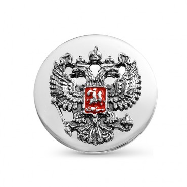 Значок из серебра "Герб Российской Федерации". Диаметр 16 мм
