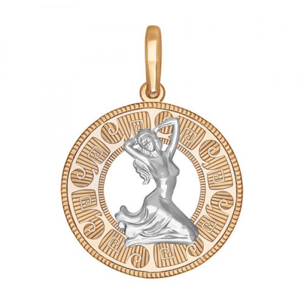 Подвеска знак зодиака из золота с алмазной гранью "Дева"
